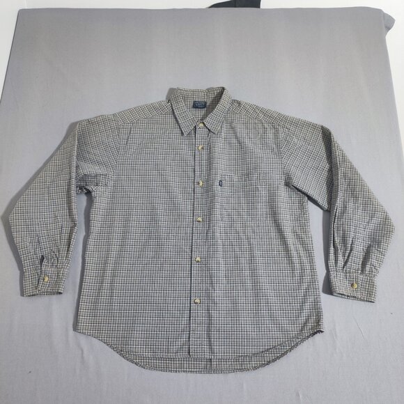 Levi Strauss button down shirt men's size XL blue grey white plaid - Picture 1 of 13